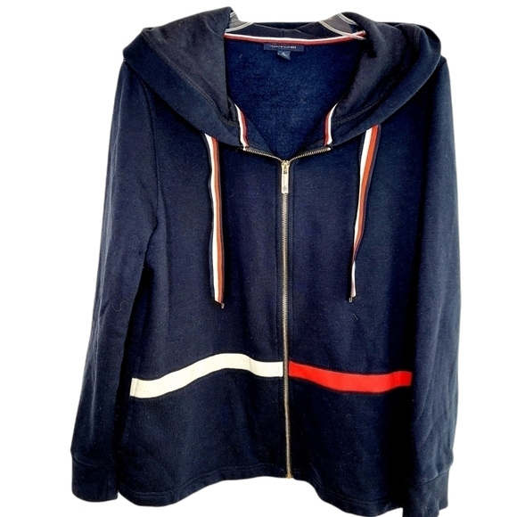 Tommy Hilfiger X-Large Zip-up Hoodie Y2K Cotton Blend side Pockets - Picture 1 of 9